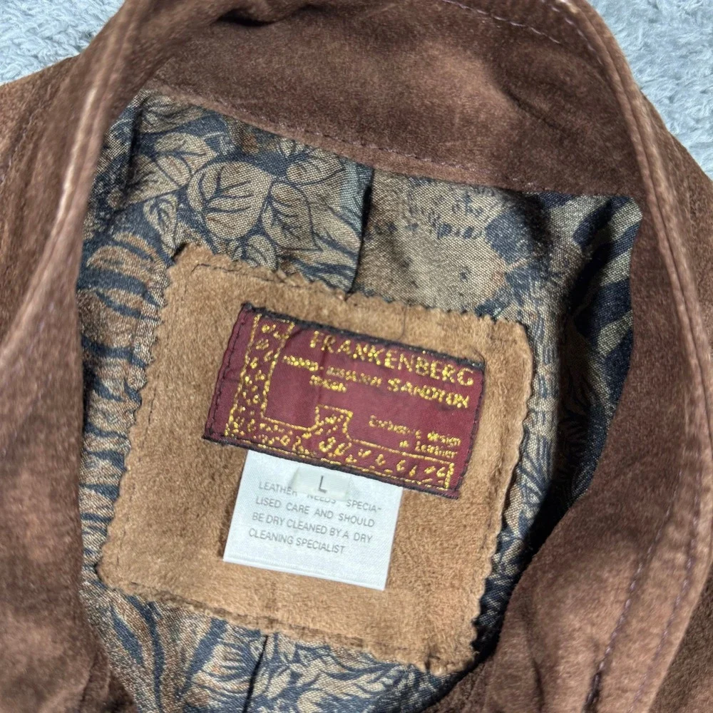 VTG 70s Suede Safari Vest Mens Large Utility‎ Animal Print Lining Photograph